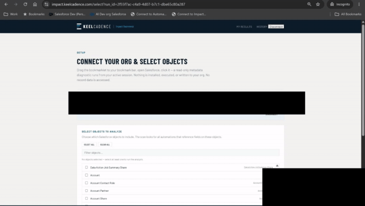 Animation showing an Impact Awareness diagnostic being configured, run, and completed.
